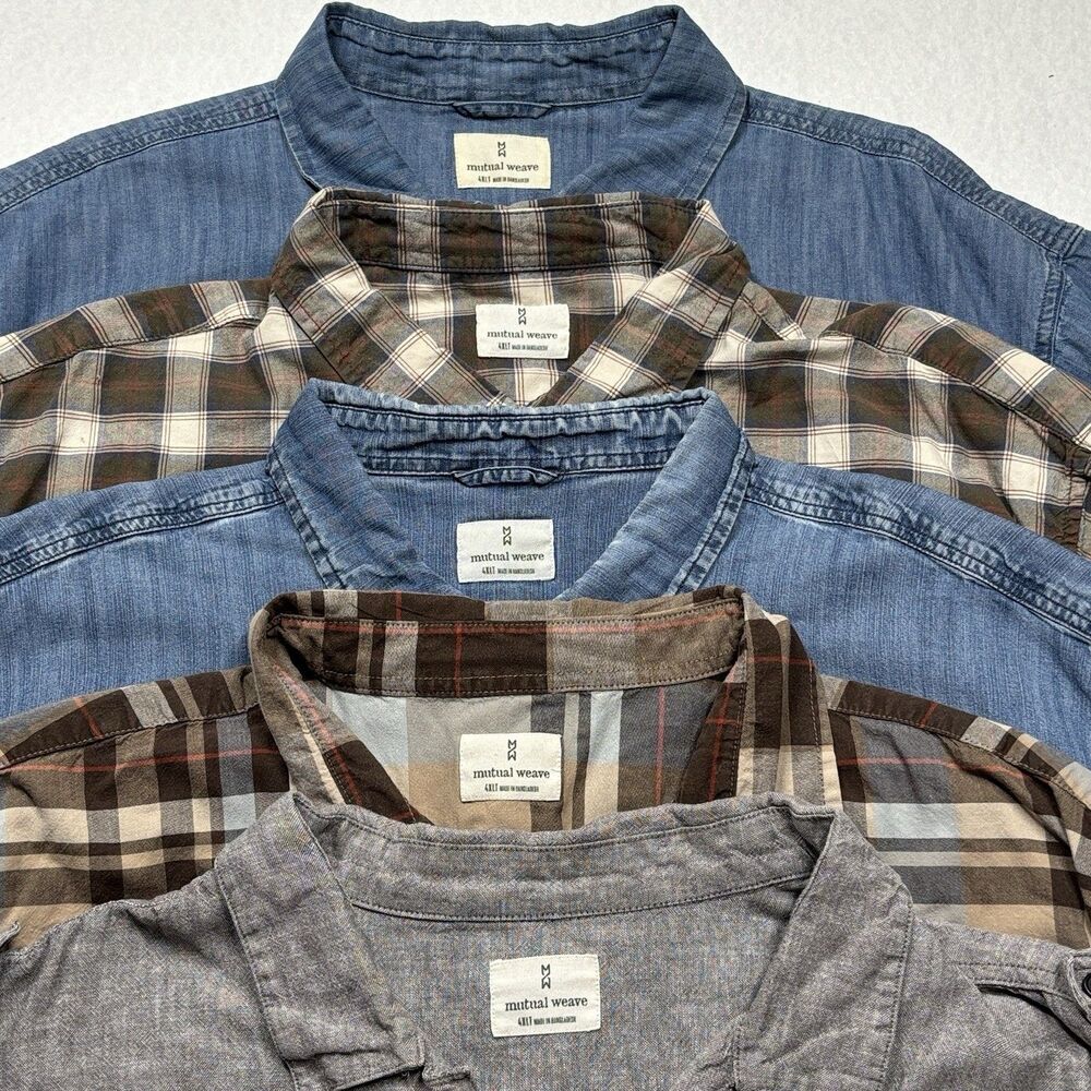 Mutual Weave 4XLT Leaf Print Linen Cotton Button-Up Shirt Short Sleeve Men's